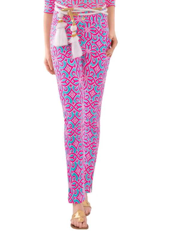 Deep Discounts Gripeless Cotton Spandex Jeans - Piazza In Turq/pink