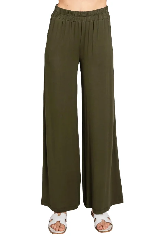 Don’t Miss Out Let's Lounge Wide Leg Pant In Deep Olive