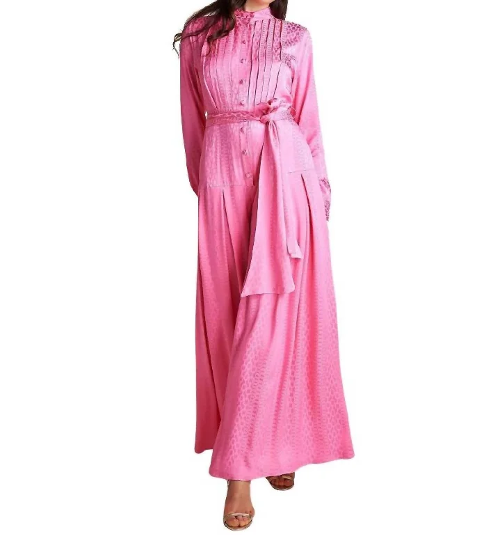 Now or Never Chain Print Jumpsuit In Pink