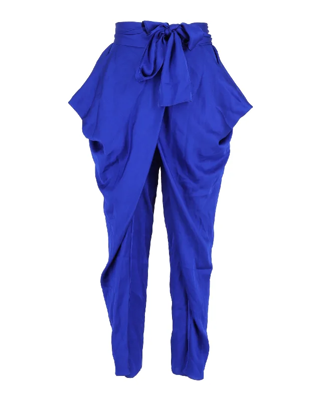 Weekend Specials Just for You Diane Von Furstenberg Draped Pegged Pants in Blue Silk