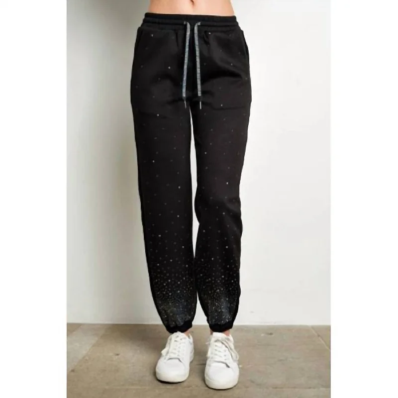 Daily Special Rhinestone Embellished Jogging Sweatpants In Black
