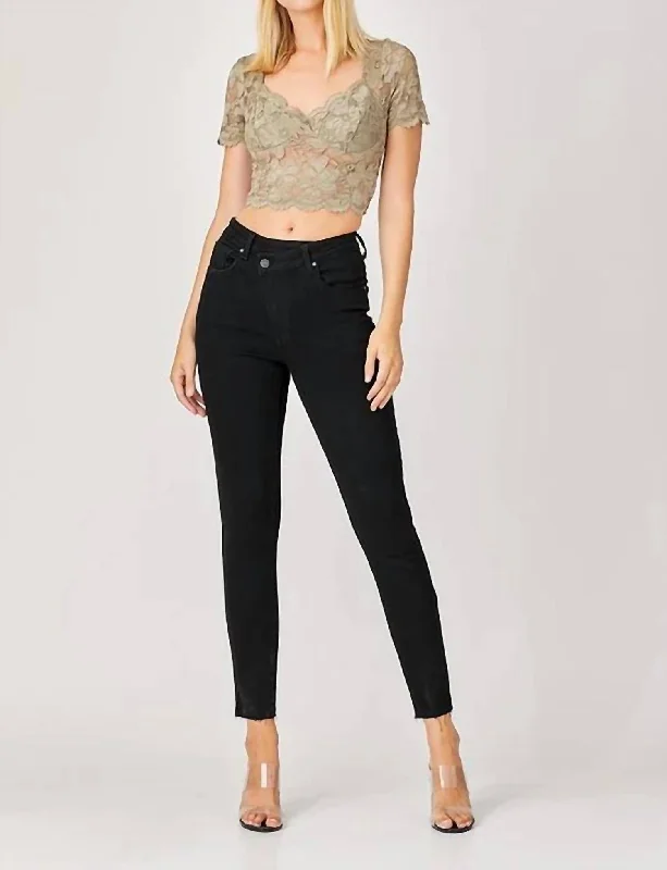 Special Discount High Rise Crossover Skinny Jeans In Black