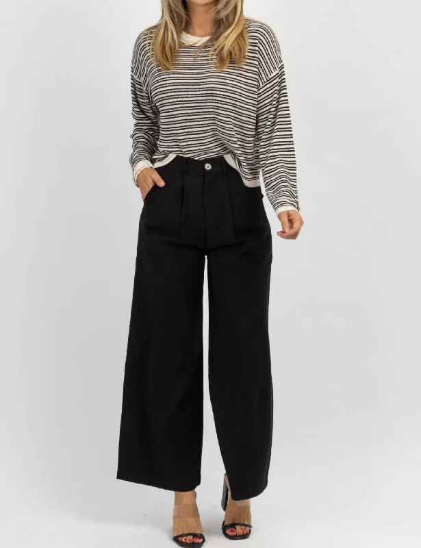 Amazing Deals High Rise Linen Trousers In Black
