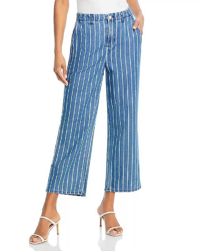 Price Reduction Zayne Striped High Rise Crop Jeans In Denim