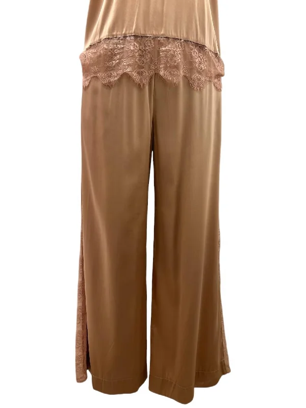 Grand Opening Sale Women's Brya Silk & Lace Trousers In Malt