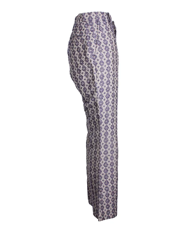 Shop the Weekend Away Gucci Wide Leg Printed Pants in Multicolor Linen