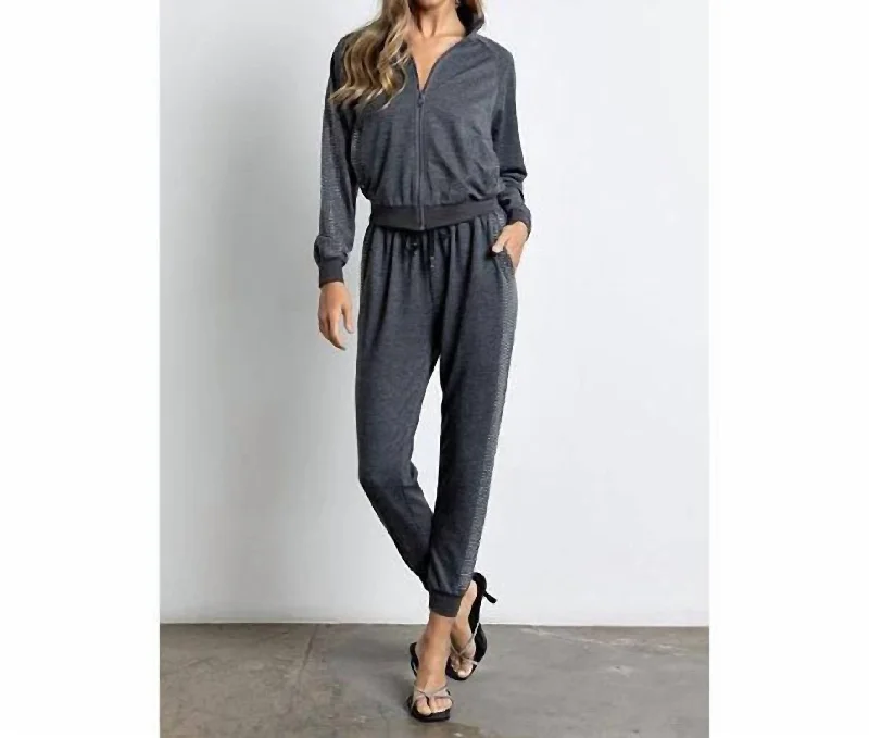 Sale Event Rhinestone Embellished Jogging Set In Grey