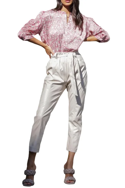 Buy More, Save More Harper Vegan Leather Paperbag Pant In Bone