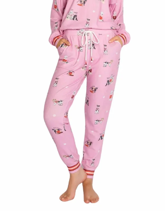 Super Savings My Favorite Breed Dog Print Pj Pant In Pink Orchard