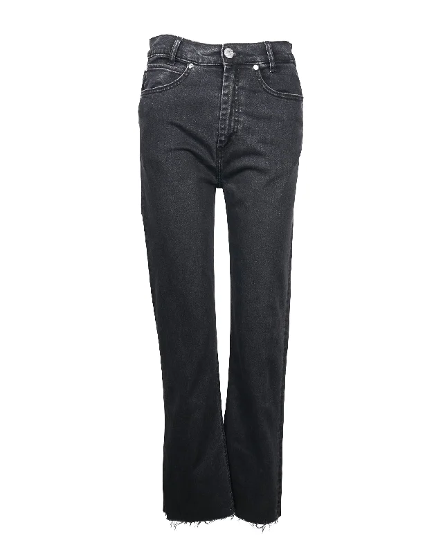 Great Deals Sandro Raw Hem Regular Fit Jeans in Black Cotton Denim