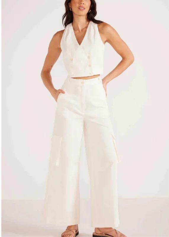 Stock Clearance Lottie Cargo Pants In White