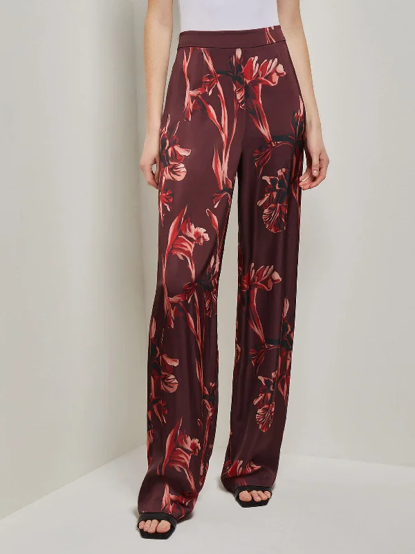 Sale Event Floral Straight Leg Crepe de Chine Pants