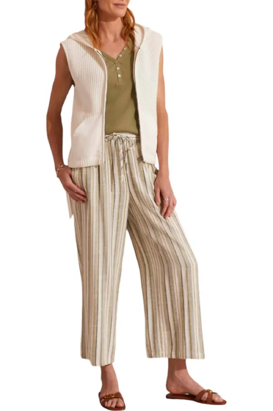 Weekend Savings Bonanza Flowy Woven Crop Pants In Cactus