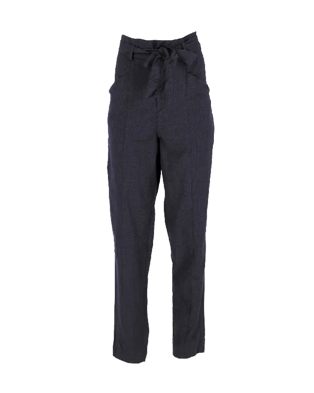 Shop and Save Isabel Marant Etoile Tie-Waist Trousers in Navy Blue Wool
