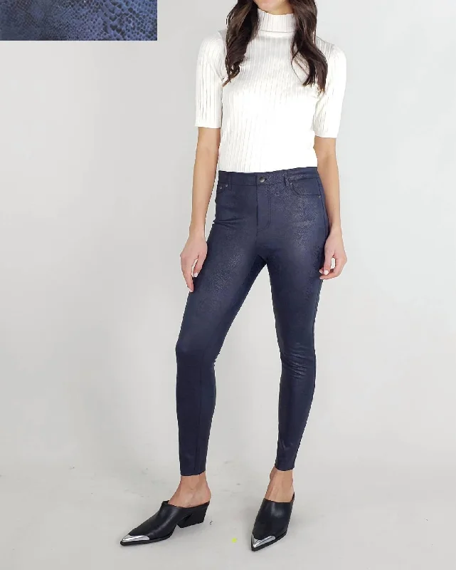 Midnight Madness High Rise Snake Print Skinny Jeans In Blue Snake