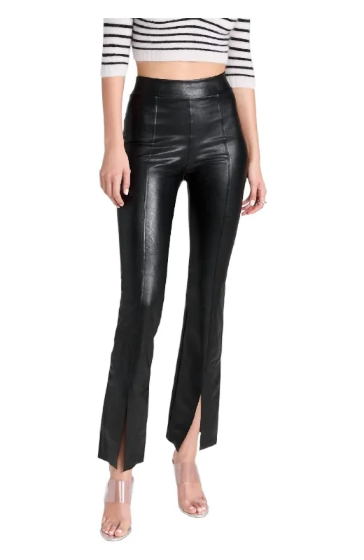 Discount Deals Faux Leather Split Front Pants In Black