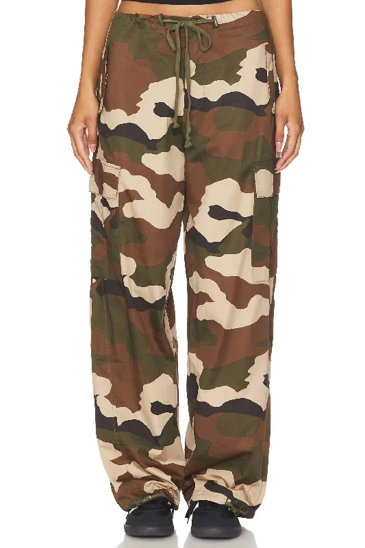 Overstock Clearance Parachute Pant In Fatigue Green Camo