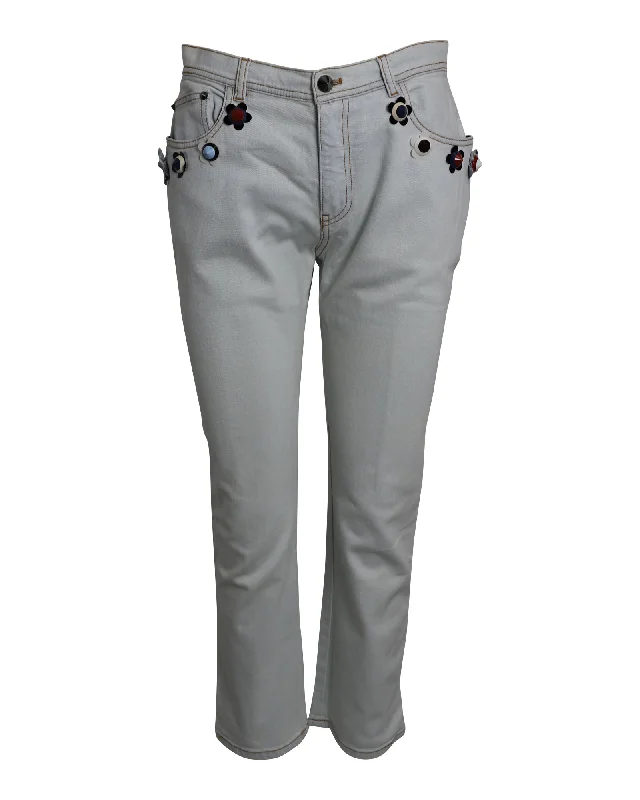 Weekend Savings Bonanza Fendi Flowerland Jeans in Light Blue Cotton Denim