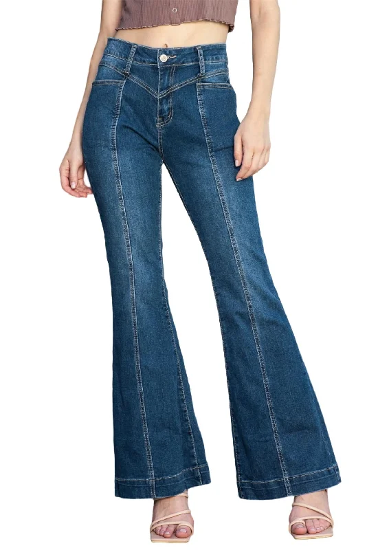 Midnight Madness High Waisted Bell Bottom Jean In Dark Wash