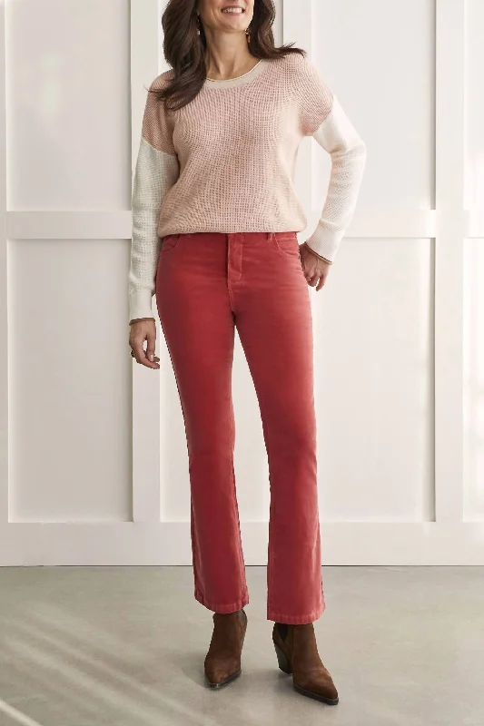 Weekend Offers That Thrill Fly Front Cords Pant In Chili Red