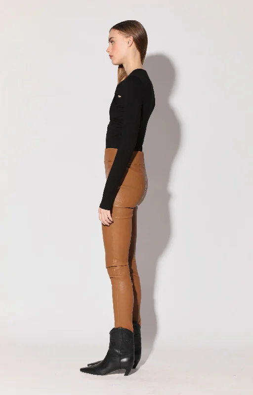 Weekend Deals That Excite Raquelle Pant, Camel - Stretch Leather