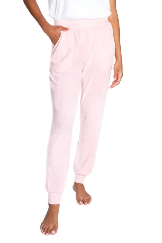 Limited Quantity Plush & Thermal Banded Pant In Pink Mist