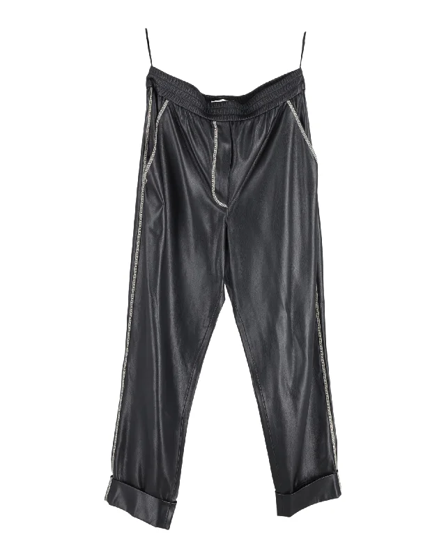 Best Choice Nanushka Elastic-Waist Trousers in Black Faux Leather