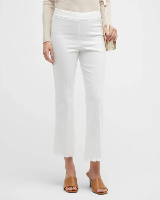 Price Cut Leo Frayed White Crop Flare Denim Pants