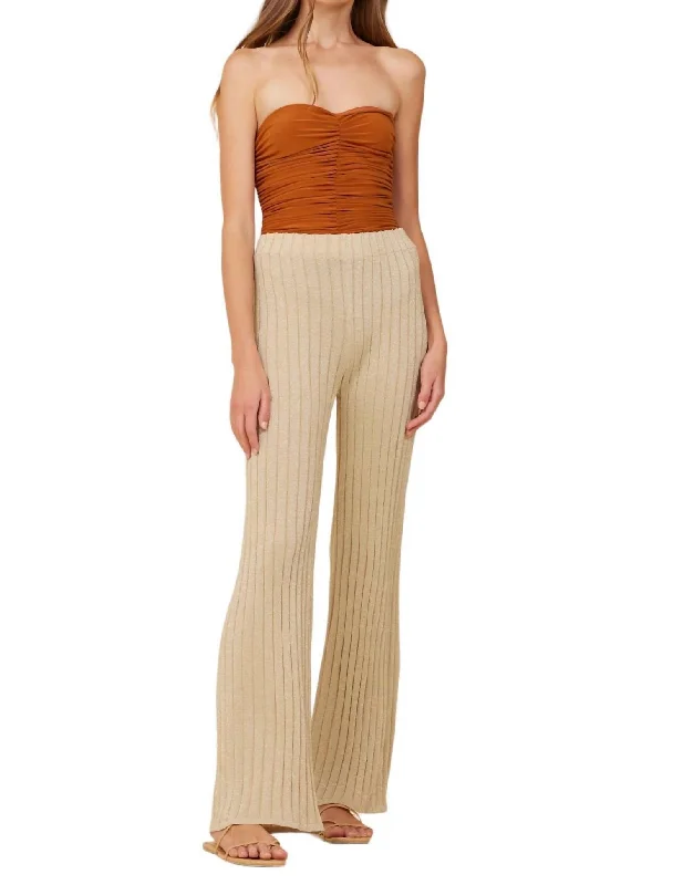 Weekend Offers That Please Rib Pants In Gold Metallic