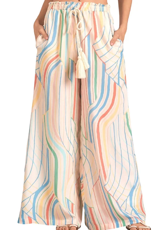 Top Pick Santa Barbara Wide Leg Pant In Multi Colored Strip