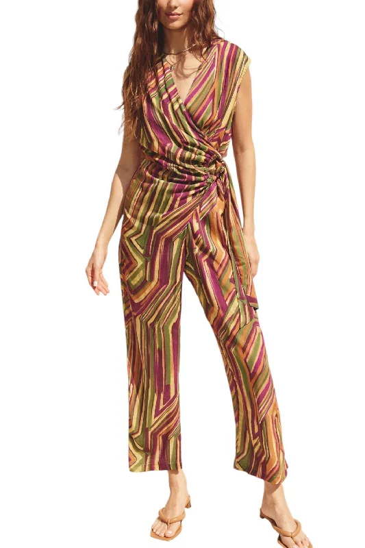 Exclusive Preview Girls Night Buckle Detail Jumpsuit In Vintage Royale