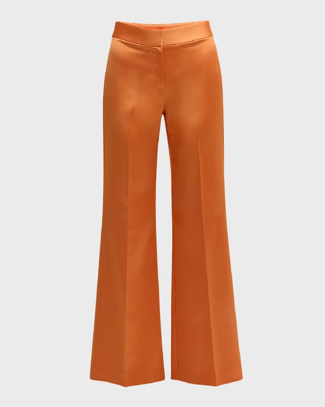 Special Buy Two-Tone Flare-Leg Satin Back Crepe Pants