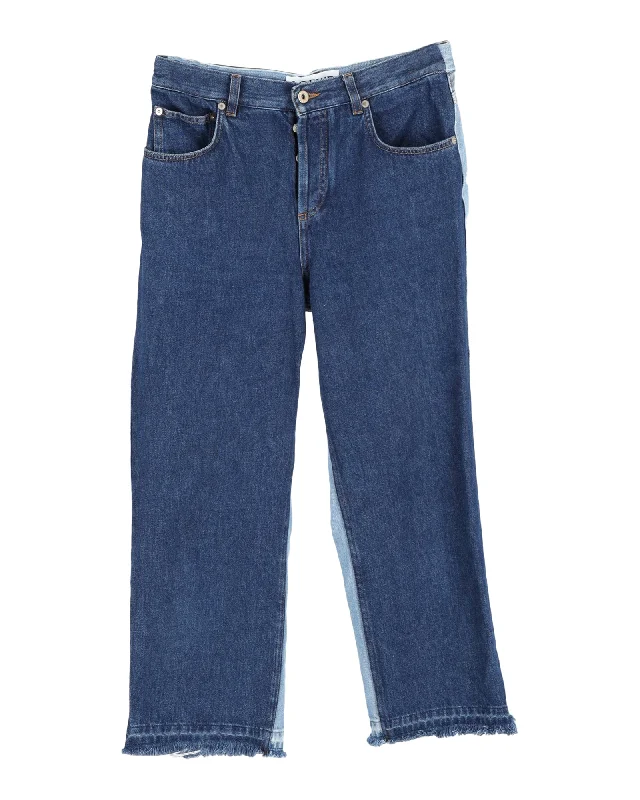 Don't Delay Loewe Two-Tone Wide Leg Pants in Blue Denim