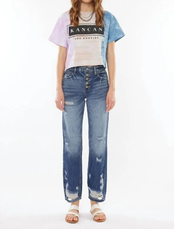 Today’s Deal High Rise Relaxed Straight Leg Crop Jeans In Dark Wash
