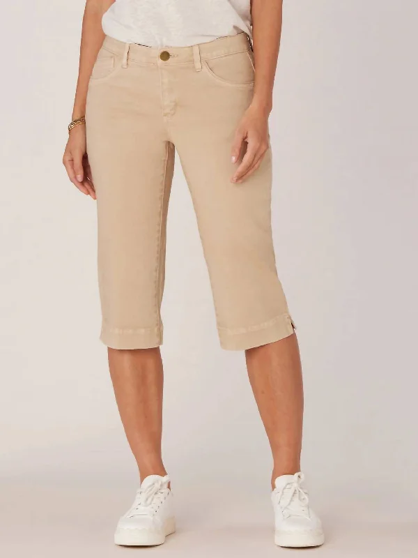 Now or Never Skimmer Capri Pants In Tan