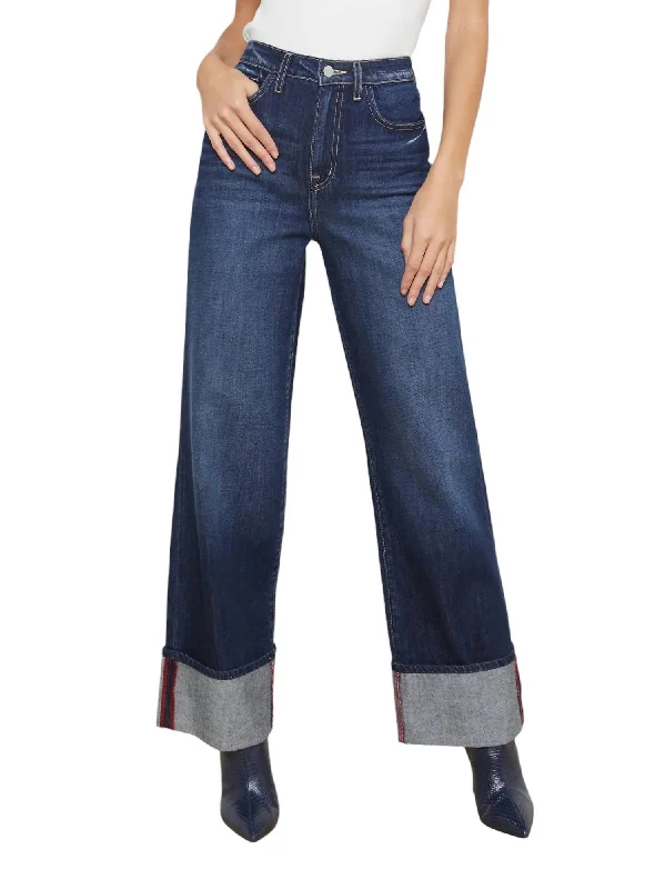 Midnight Sale Miley Cuffed Wide Leg Jean In Denmark
