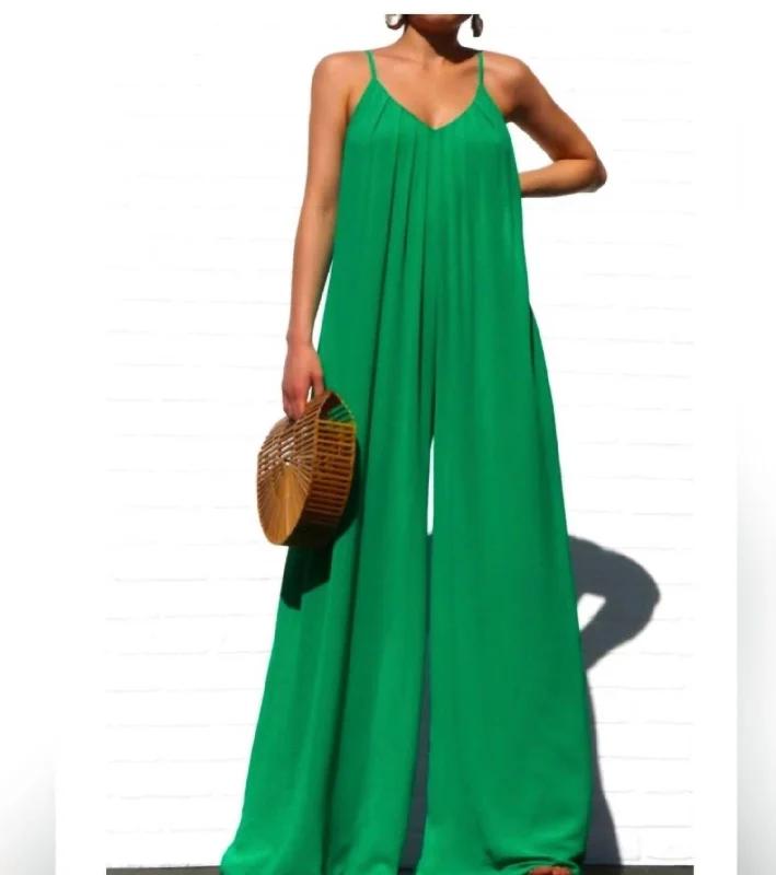 Sale Event Loose Fit Woven Jumpsuit In Green