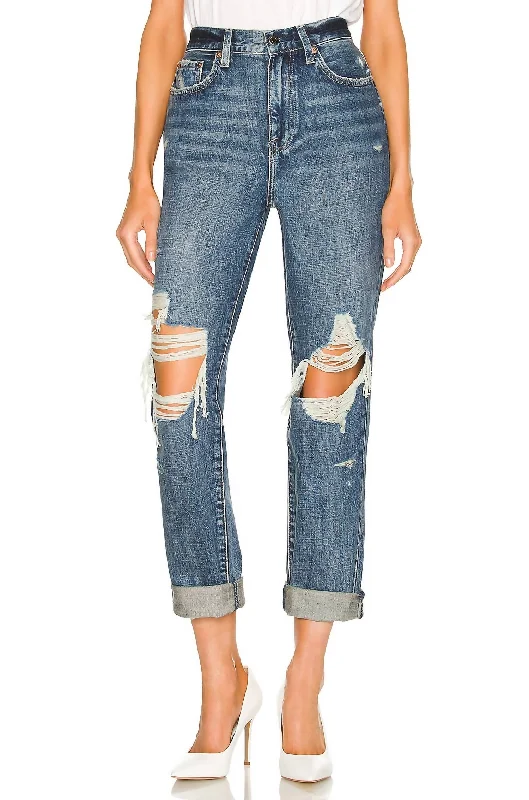 Quick Sale Presley High Rise Relaxed Roller Jean In Eternal-Distressed