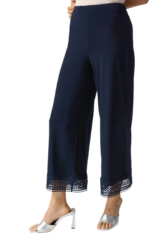 Midnight Madness Ankle-Length Wide Leg Pant In Midnight Blue