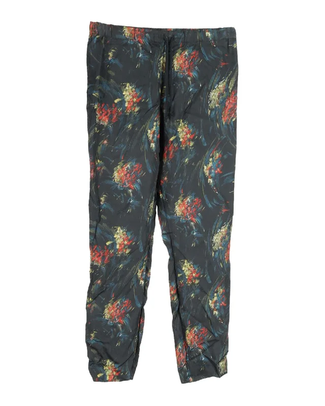 Half Price Dries Van Noten Floral Trousers in Black Viscose