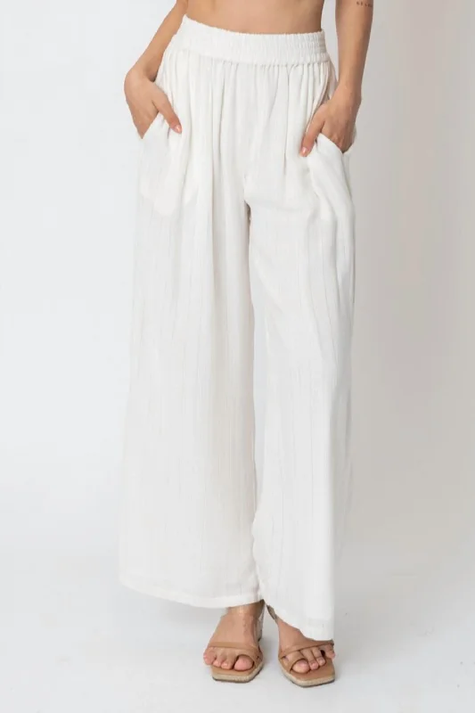 Lowest Price Self Stripe Pant In White