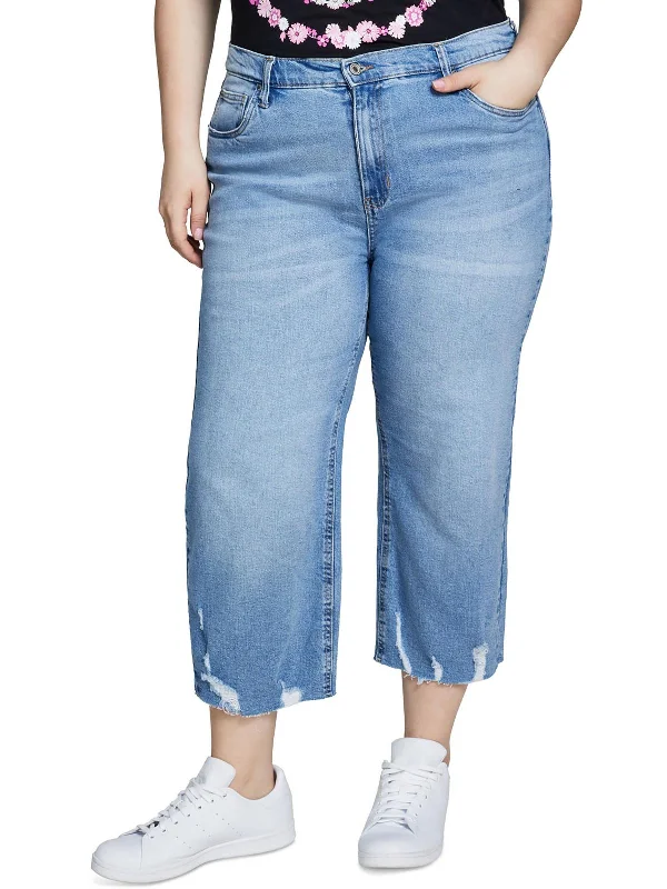 Stock Up and Save Plus The Darling Womens High Rise Wide Leg Cropped Jeans