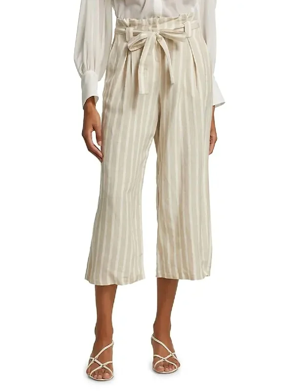Great Deals Samira Wide Paperbag Pant In Bisque/ivory Stripe