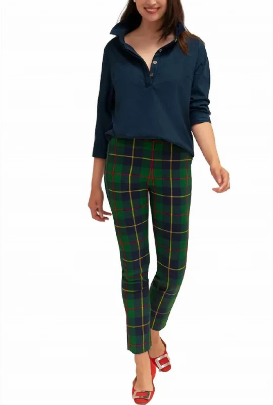 Midnight Madness Gripeless Pull On Pant - Plaidly Cooper In Green Multi