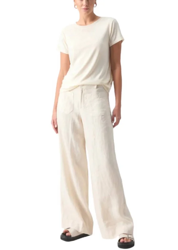 Weekend Deals That Thrill Women's Linen Marine Wide Leg Pants In Birch
