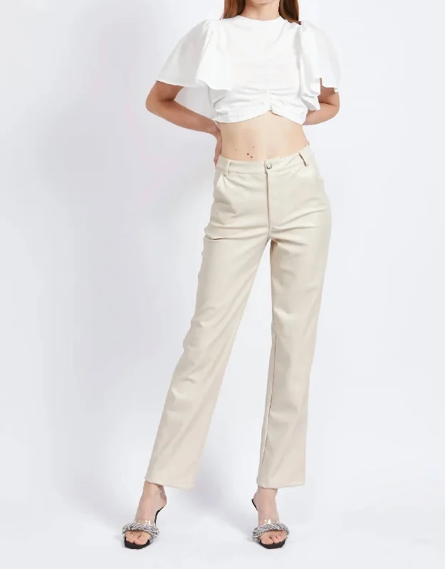 Online Specials Rylee Vegan Leather Pants In Ivory