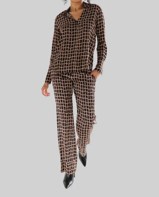 Price Slash Parisa Silk Pant In Black/gold