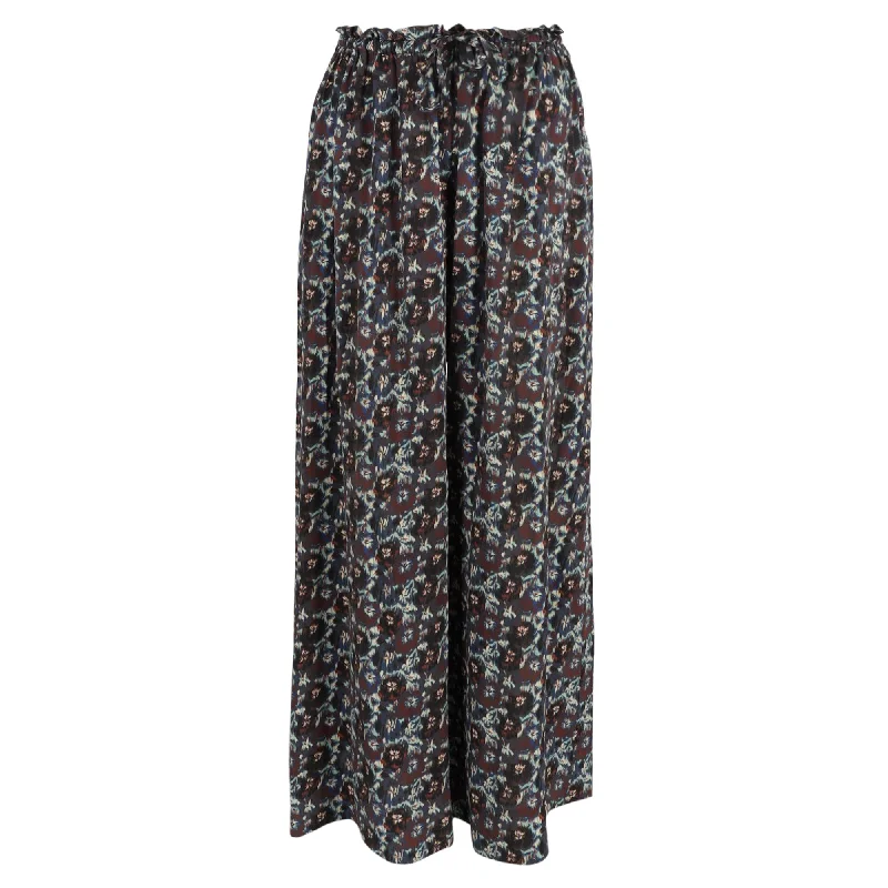 Overstock Clearance Ulla Johnson Sawyer High Waisted Printed Pants in Black Silk