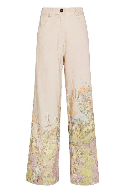 New Arrival Women's Heaven Print Cotton Denim Pant In Petalo