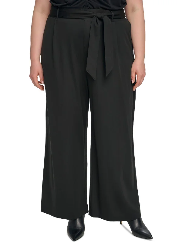 Discount Days Plus Womens High Rise Pull On Wide Leg Pants